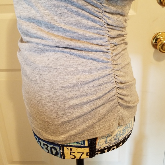 Michael Kors Gray Side Ruched Cotton Shirt - Picture 3 of 6